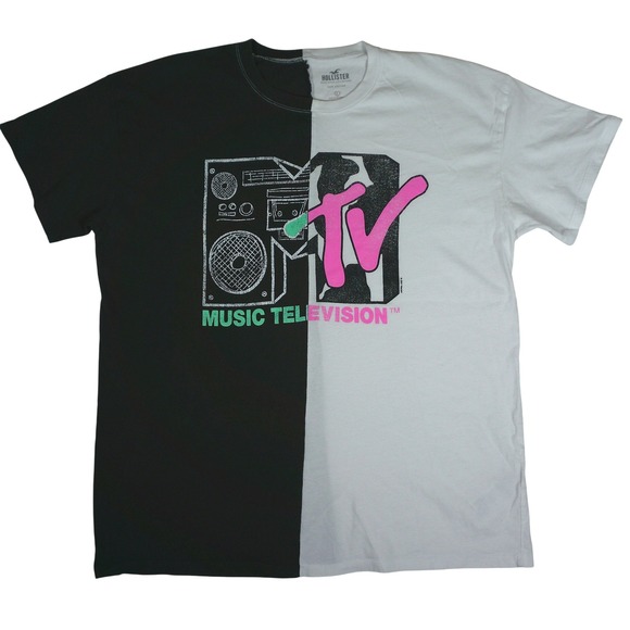 Hollister Other - Hollister MTV Graphic Tee Mens Large Black White Excellent Split T-Shirt